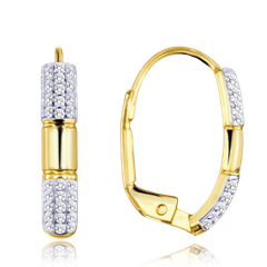 MINET Dwukolorowe złote kolczyki z białymi cyrkoniami Au 585/1000 2,15g