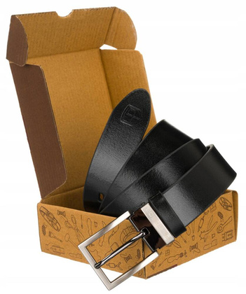 Szeroki skorzany pasek meski z klasyczna klamra