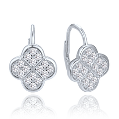 MINET Srebrne kolczyki Koniczyna z białymi cyrkoniami