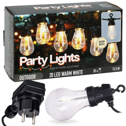 Lampki ogrodowe girlanda 20 żarówek LED zewnętrzna wewnętrzna 12,5 m