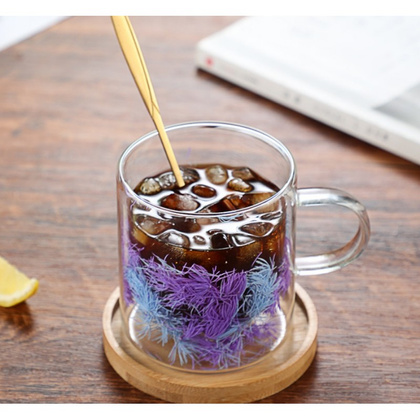 Szklanka termiczna z elementami roślinnymi w środku, fiolet 250 ml 1szt SZK134