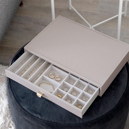 Szkatułka na biżuterię Stackers 19 komorowa supersize taupe z szufladą