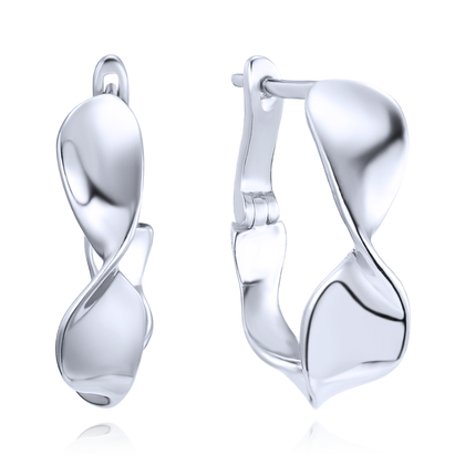 MINET Nowoczesne srebrne zakrzywione kolczyki