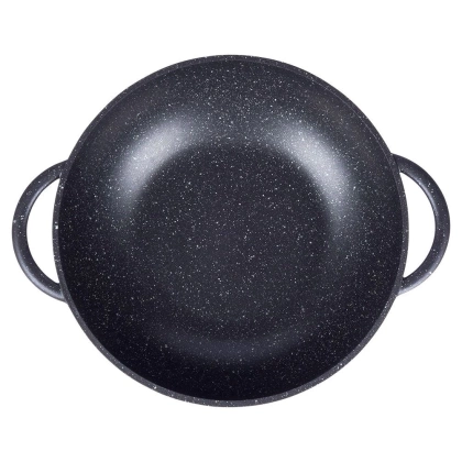 Patelnia granitowa wok 32 cm z pokrywką GRANDE