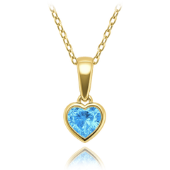 MINET Dziecięcy złoty naszyjnik serca z niebieskim cyrkonem Au 585/1000 1,85g