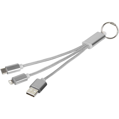Kabel do ładowania 3w1 Metal z kółkiem na klucze