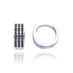 MINET Złote kolczyki pierścienie z białego złota z czarnymi cyrkoniami Au 585/1000 2,50g