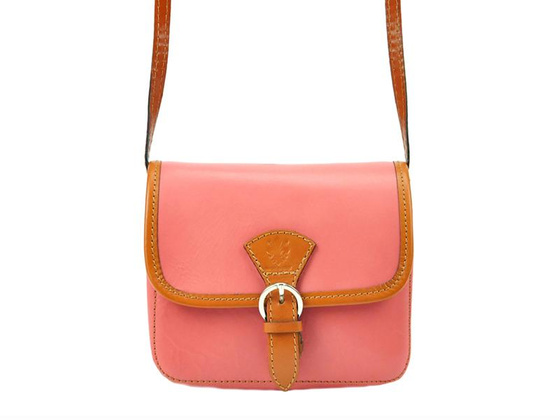 Torebka damska skórzana KEMER 112 pomarańczowy + granat