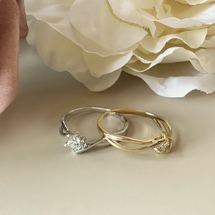 MINET Złoty pierścionek zaręczynowy z białą cyrkonią Au 585/1000 rozm. 10 - 1,70g