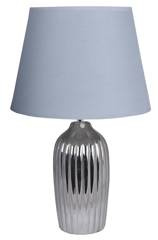 Lampa ceramiczna srebrna z jasno szarym abażurem