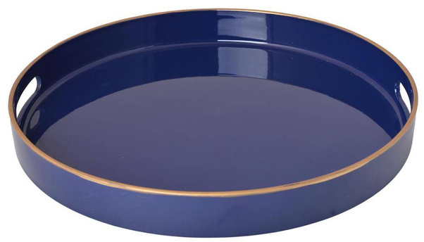 Taca okrągła granatowa ze złotym rantem