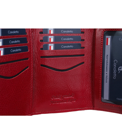 Czerwony portfel damski skórzany Canaletto – elegancja, funkcjonalność i ochrona RFID PD1201cs165