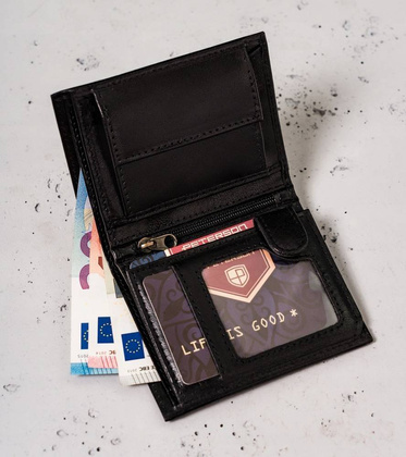 Mały, skórzany portfel męski z systemem rfid