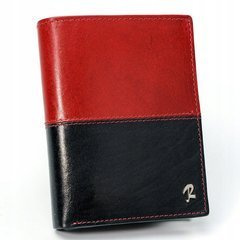 Skórzany portfel pionowy dwukolorowy składany