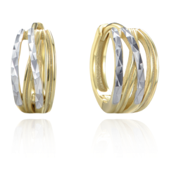 MINET Bicolor Szczotkowane srebrne kolczyki pierścionki