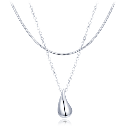 MINET Srebrny podwójny naszyjnik kroplą