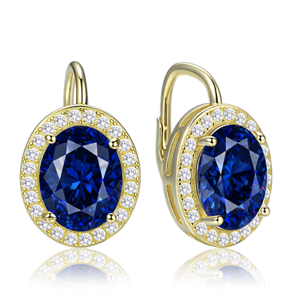 MINET Eleganckie pozłacane srebrne kolczyki z granatowymi i białymi cyrkoniami