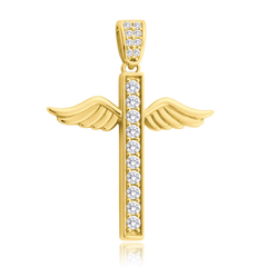 MINET Złoty wisiorek anioł z białą cyrkonią Au 585/1000 2,90g