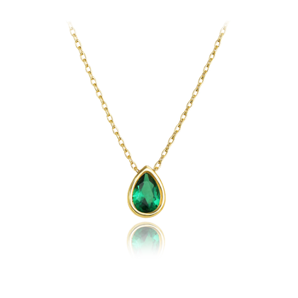 MINET Elegancki złoty naszyjnik z zielonym cyrkonem Au 585/1000 1,85g