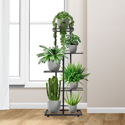 Kwietnik 5-poziomowy na doniczki metalowy czarny 107 cm