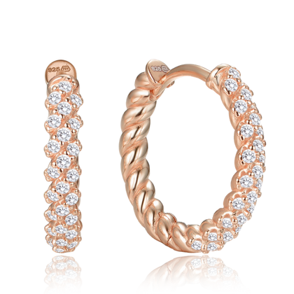 MINET Eleganckie pozłacane srebrne kolczyki z cyrkoniami