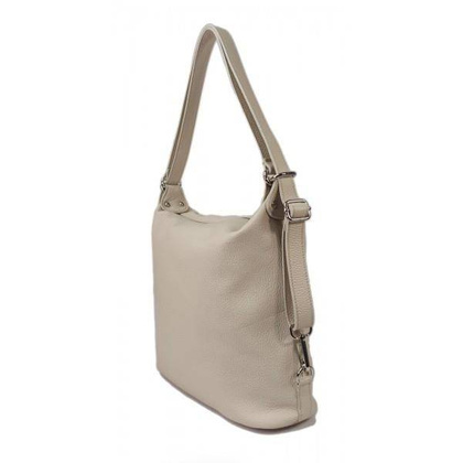 Torebko plecak,Włoski worek na ramię Vera Pelle,pojemny A4 STZ34T beżowy