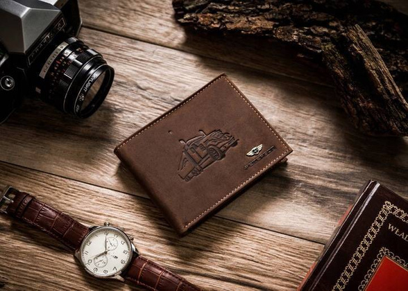 Zestaw prezentowy: skórzany portfel męski i etui na kluczyk i karty