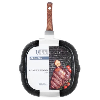 Patelnia do grillowania granitowa kwadratowa BLACK&WOOD 28x28 cm