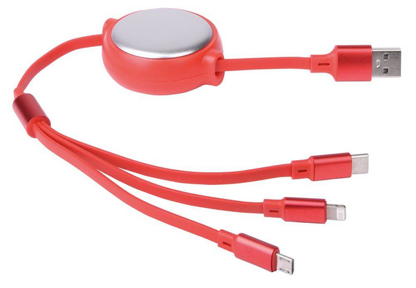 Kabel ładujący RETRACT, czerwony