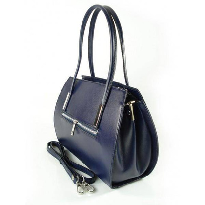 SKÓRZANA TOREBKA KUFEREK TECZUSZKA  VERA PELLE  GRANATOWA   VP144BS