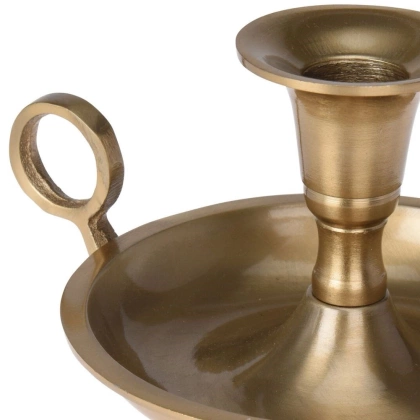 Świecznik aluminiowy z uchwytem podstawka pod świecę świeczkę złoty retro