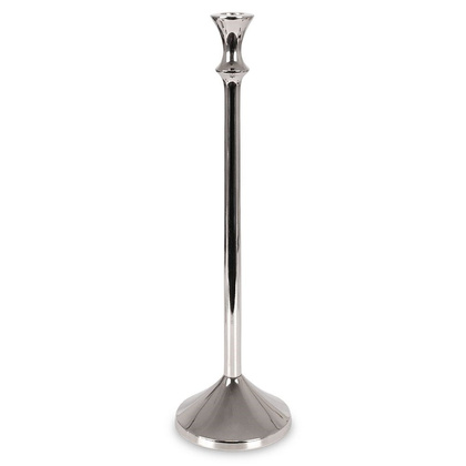 Świecznik na długą świeczkę aluminiowy srebrny 40 cm