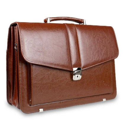Skórzana teczka męska na dokumenty laptopa brązowa - Pavone Nero Tronto 2058 BR