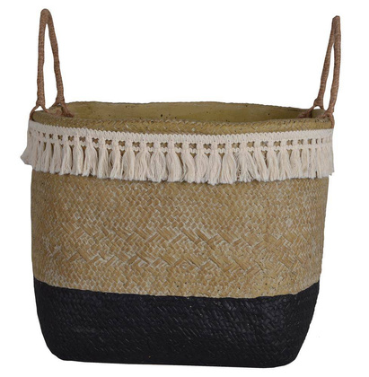 Doniczka ceramiczna boho beżowo-czarna maxi