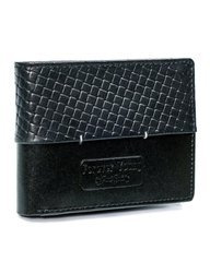 Czarny portfel męski skórzany z przeszyciem