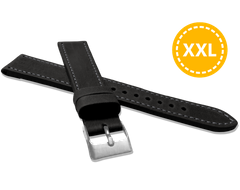 LAVVU XXL Szyty czarny pasek SPORT z luksusowej skóry Top Grain - 20 XXL