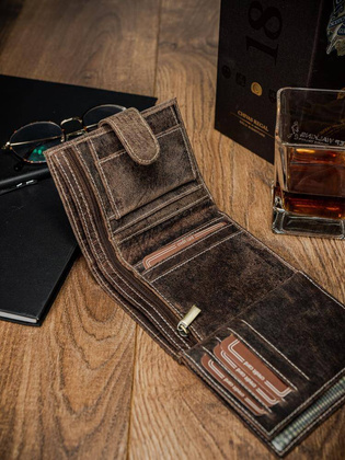 Portfel męski skórzany RM-06L-BAW BROWN