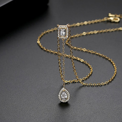 Naszyjnik stal szlachetna pozłacana 14k złotem, z cyrkoniami NST2114