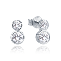 MINET Eleganckie srebrne kolczyki z białymi cyrkoniami