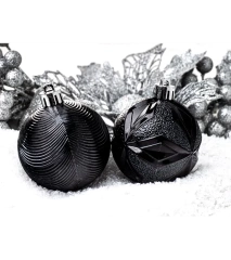 Bombki choinkowe komplet 40 szt. nietłukących plastikowych bombek AK - Czarny