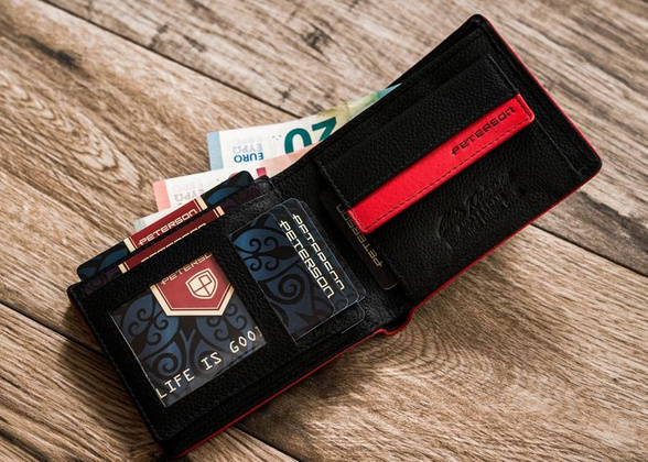 Skórzany, sportowy portfel męski z ochroną kart rfid