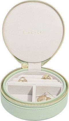 Pudełko podróżne na biżuterię Stackers Travel okrągłe zieleń szałwiowa