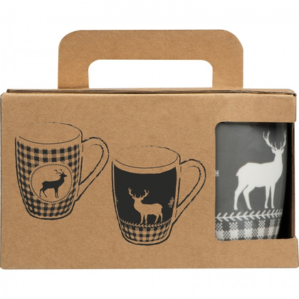 Zestaw 2 świątecznych kubków porcelanowych 300 ml