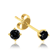 MINET Eleganckie złote kolczyki kulki z onyksem Au 585/1000 0,65g