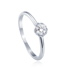 MINET Srebrny pierścionek kwiat z białą cyrkonią wielkość 10 cyrkoniami wielkość 45