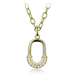 MINET Luksusowy pozłacany srebrny naszyjnik z cyrkonią