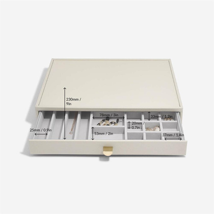 Szkatułka na biżuterię Stackers 19 komorowa supersize jasnobeżowa z szufladą