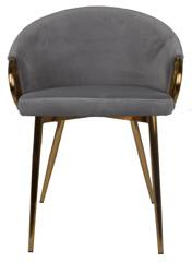 Krzesło welurowe szare ze złotymi metalowymi nogami