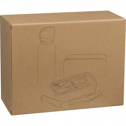 Zestaw lunch box ze sztućcami i butelka termiczna 500 ml