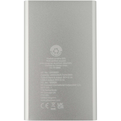 Pep powerbank o pojemności 4000 mAh Type-C z aluminium pochodzącego z recyklingu